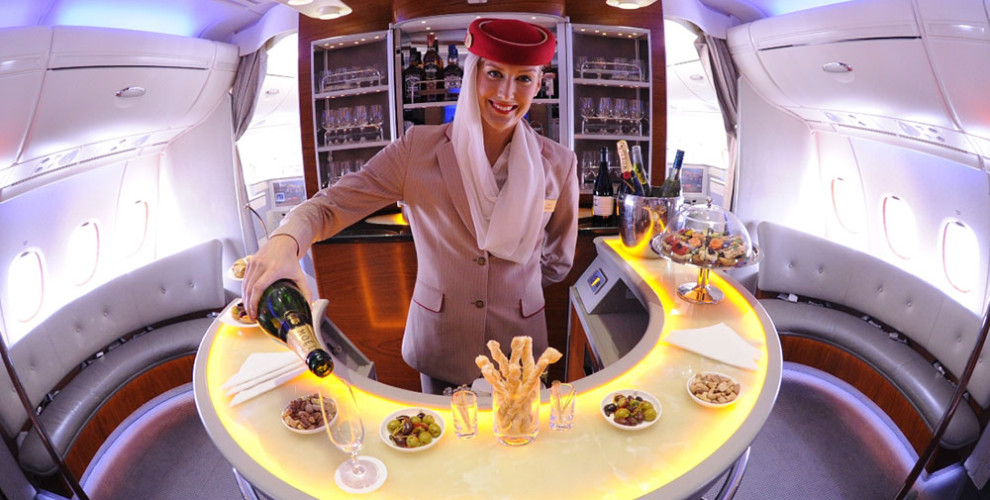 Emirates A380 first class bar