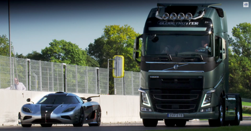 Koenigsegg One:1 Races The World’s First Truck Equipped With A Dual-Clutch Gearbox: Video